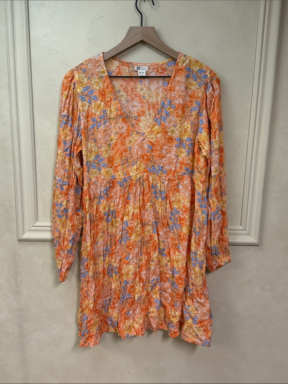 Billabong Secret Wish long-sleeve babydoll mini dress